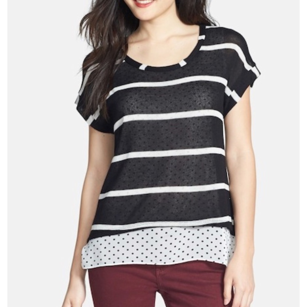 Olivia Moon Mixed Media Layered Tee